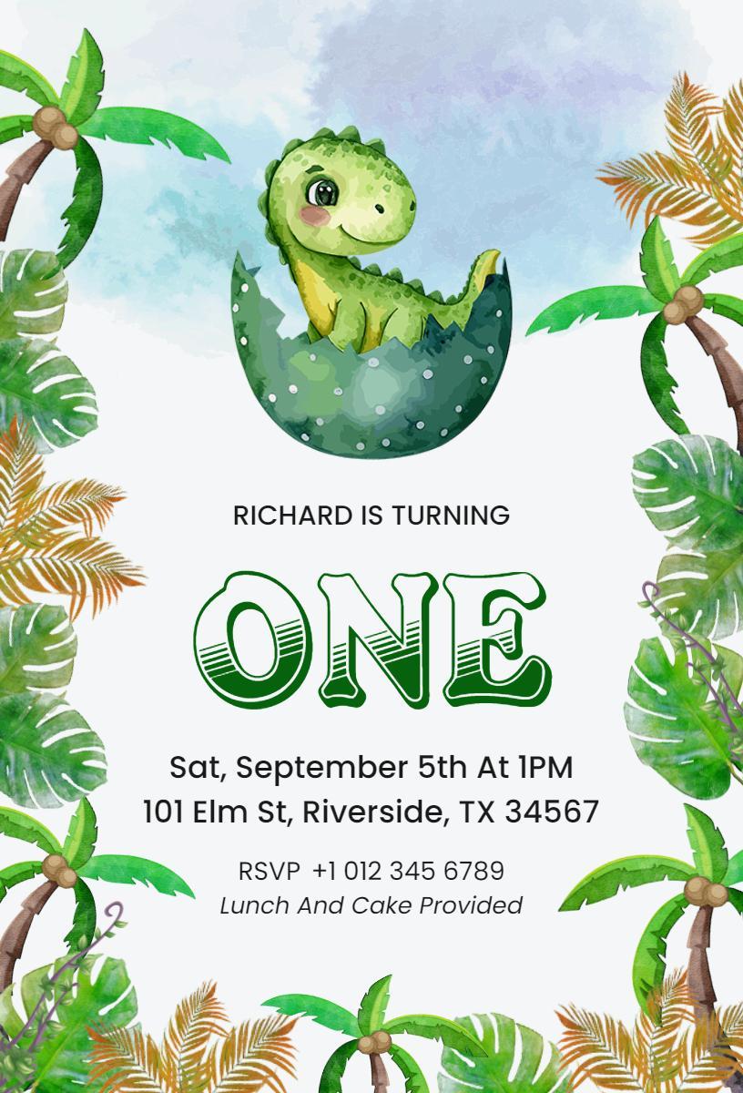 Playful Dinosaur Safari Themed Birthday Celebration Invitation Template