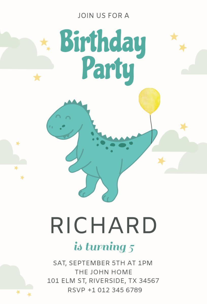 Playful Dinosaur Theme Birthday Celebration Invitation Template