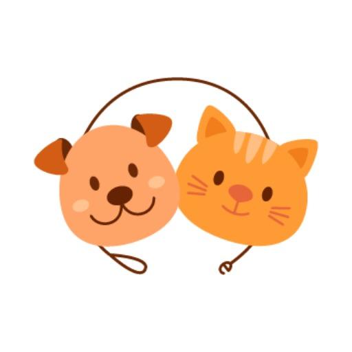 Playful Dog and Cat Illustration Celebrating Pets Logo Template