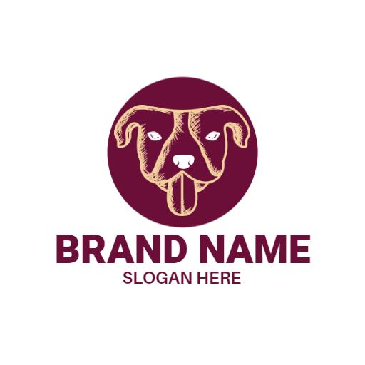 Playful Dog Face in Burgundy Circle Represents Dog Enthusiasts Logo Template