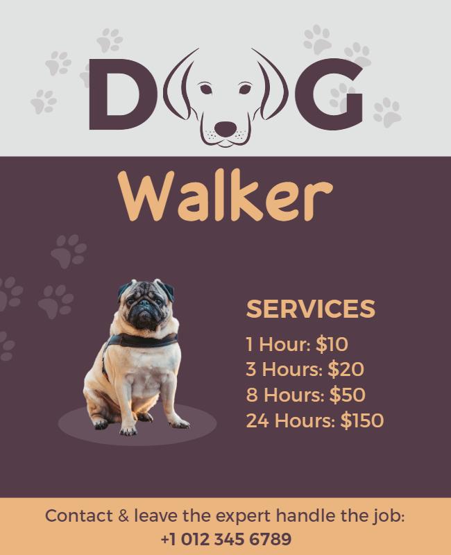 Playful Dog-Themed Dog Walker Service Promotion Poster Template
