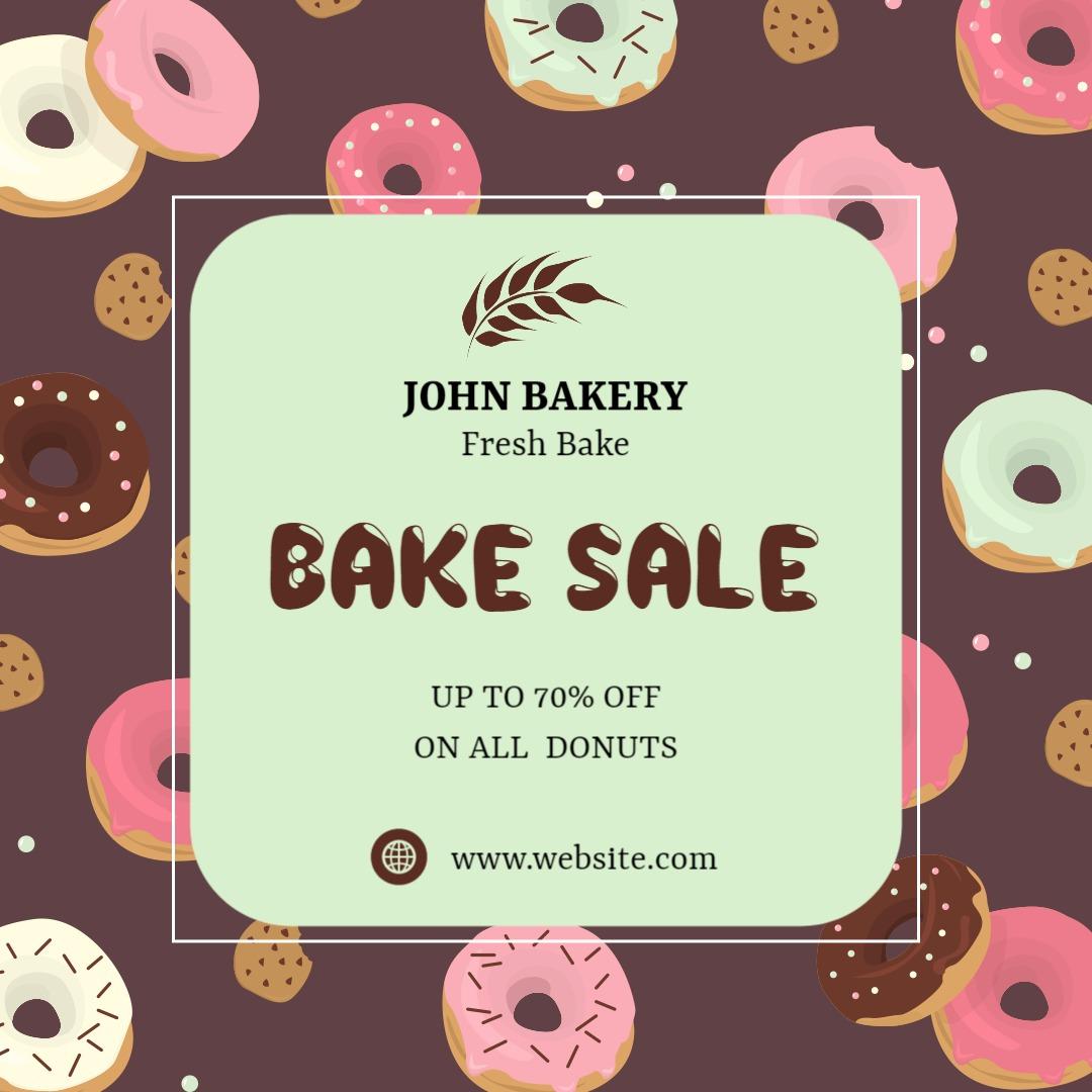 Playful Donut Bake Sale with Discount Offer Ad Template