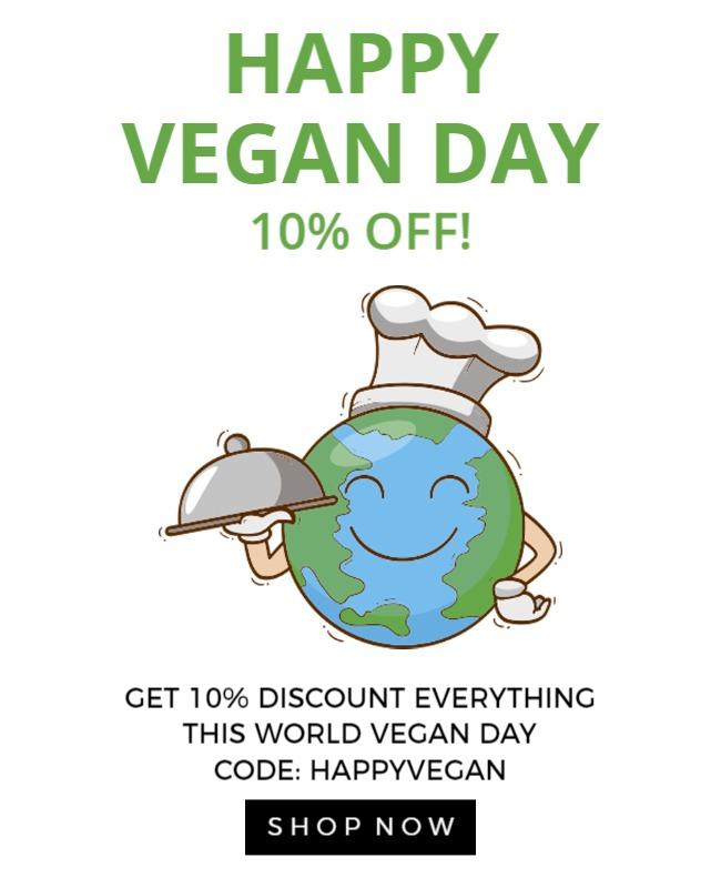 Playful Earth Illustration for Happy Vegan Day Poster Template