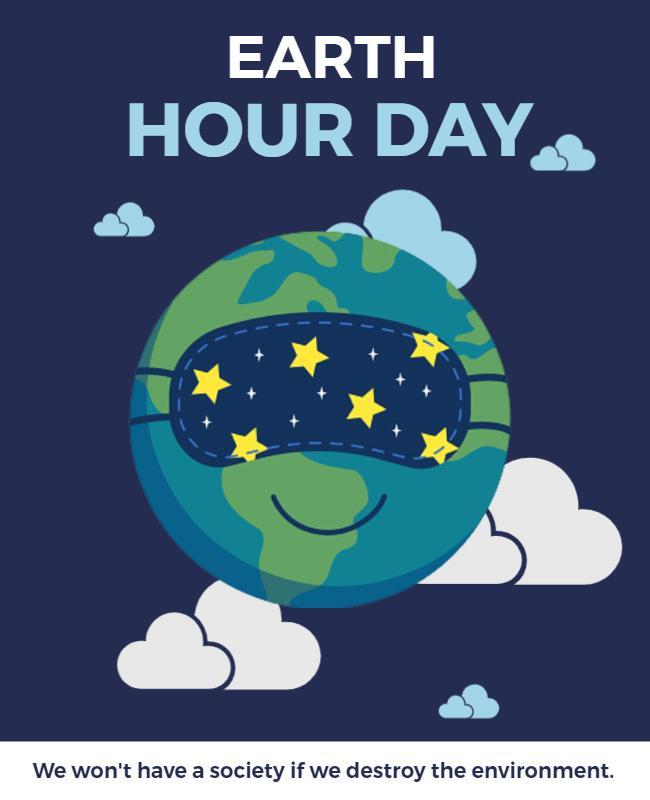 Playful Earth Theme for Earth Hour Day Awareness Poster Template