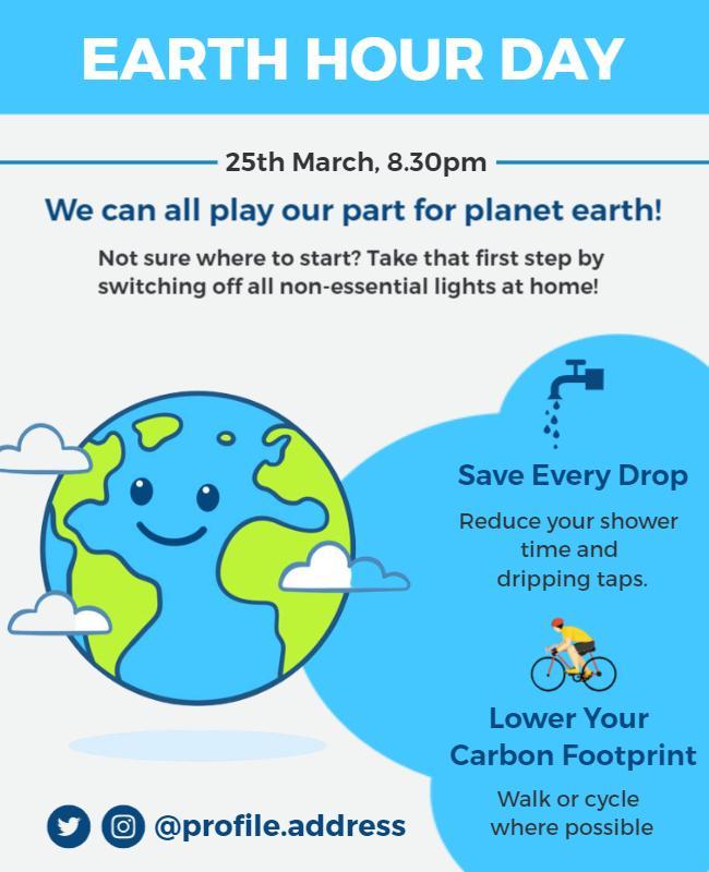 Playful Eco-Friendly Earth Hour Awareness Poster Template