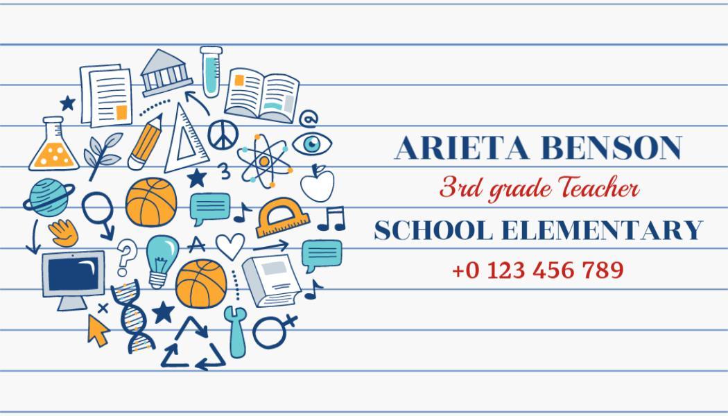 Playful Educational Theme for Teacher Business Card Template