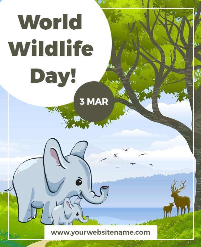Playful Elephant Illustration for World Wildlife Day Poster Template