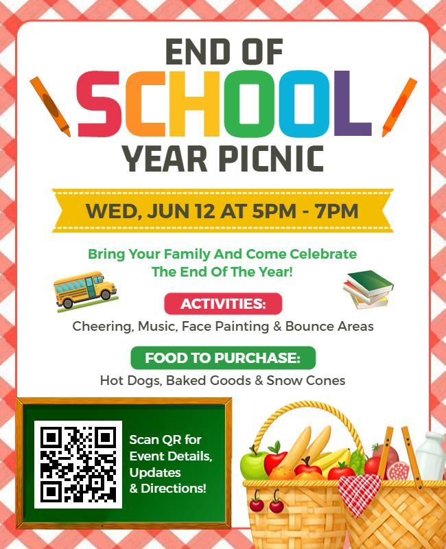 Playful End of School Year Picnic Celebration Flyer Template
