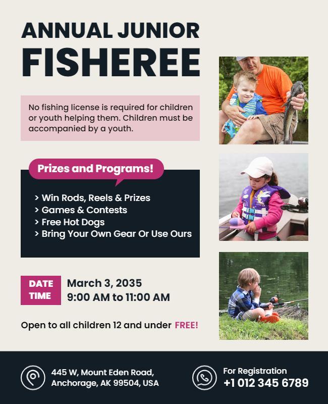 Playful Family-Friendly Junior Fishing Event Poster Template