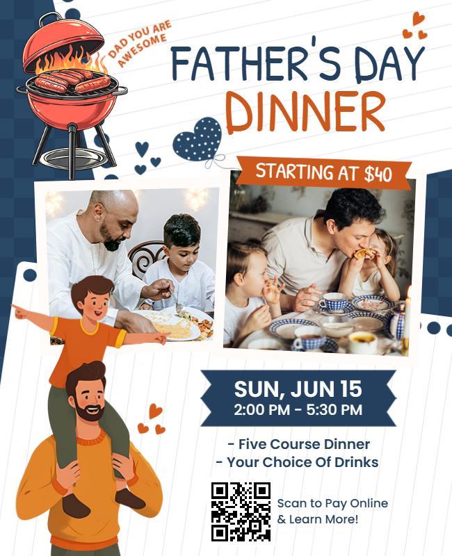 Playful Father's Day Celebration Dinner Flyer Template