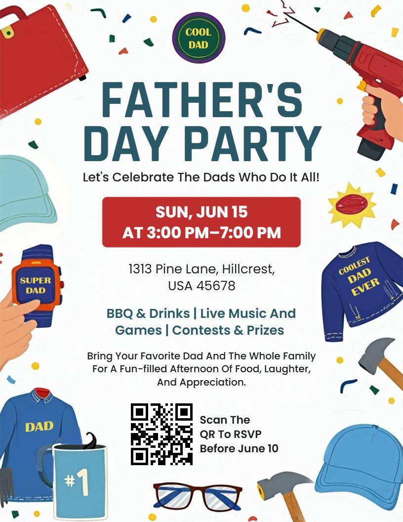 Playful Father's Day Celebration Party Flyer Template