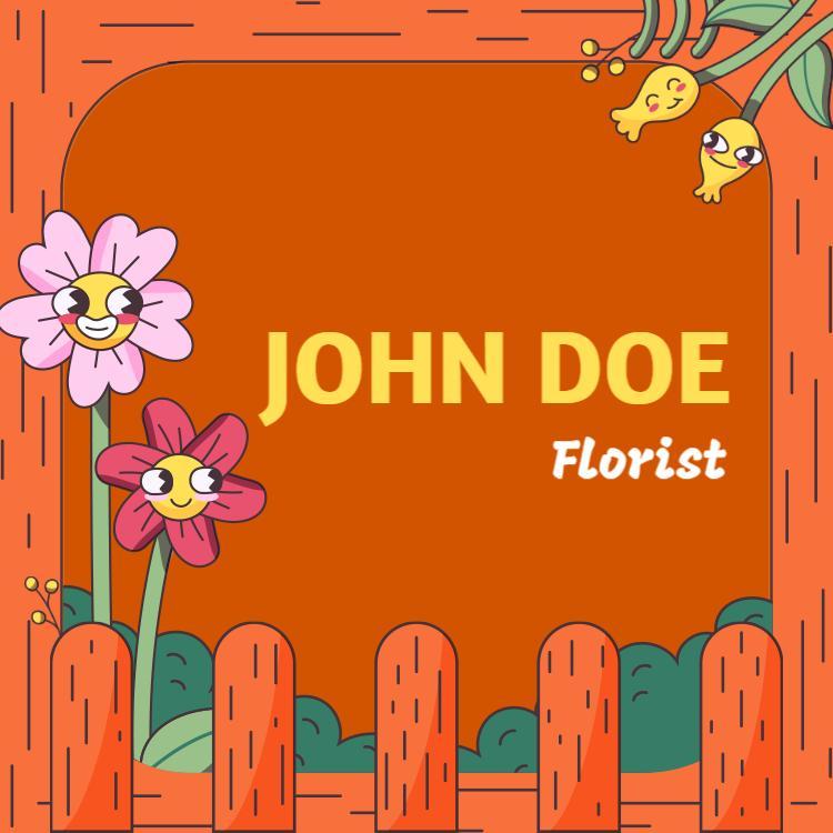 Playful Floral Design with Bright Colors for Florist Business Card Template
