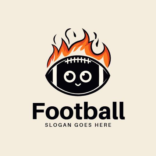 Playful Football Design with Fiery Flames Logo Template