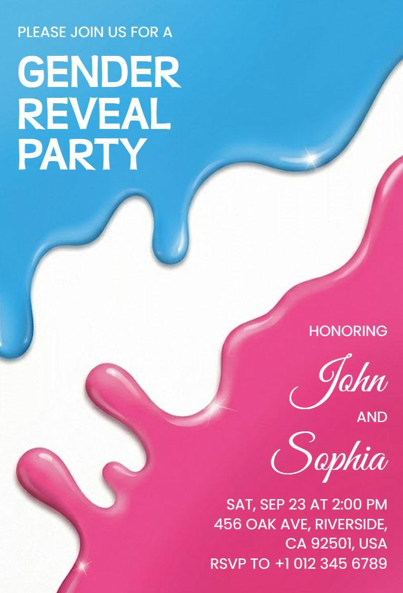 Playful Gender Reveal Party Celebration Invitation Template