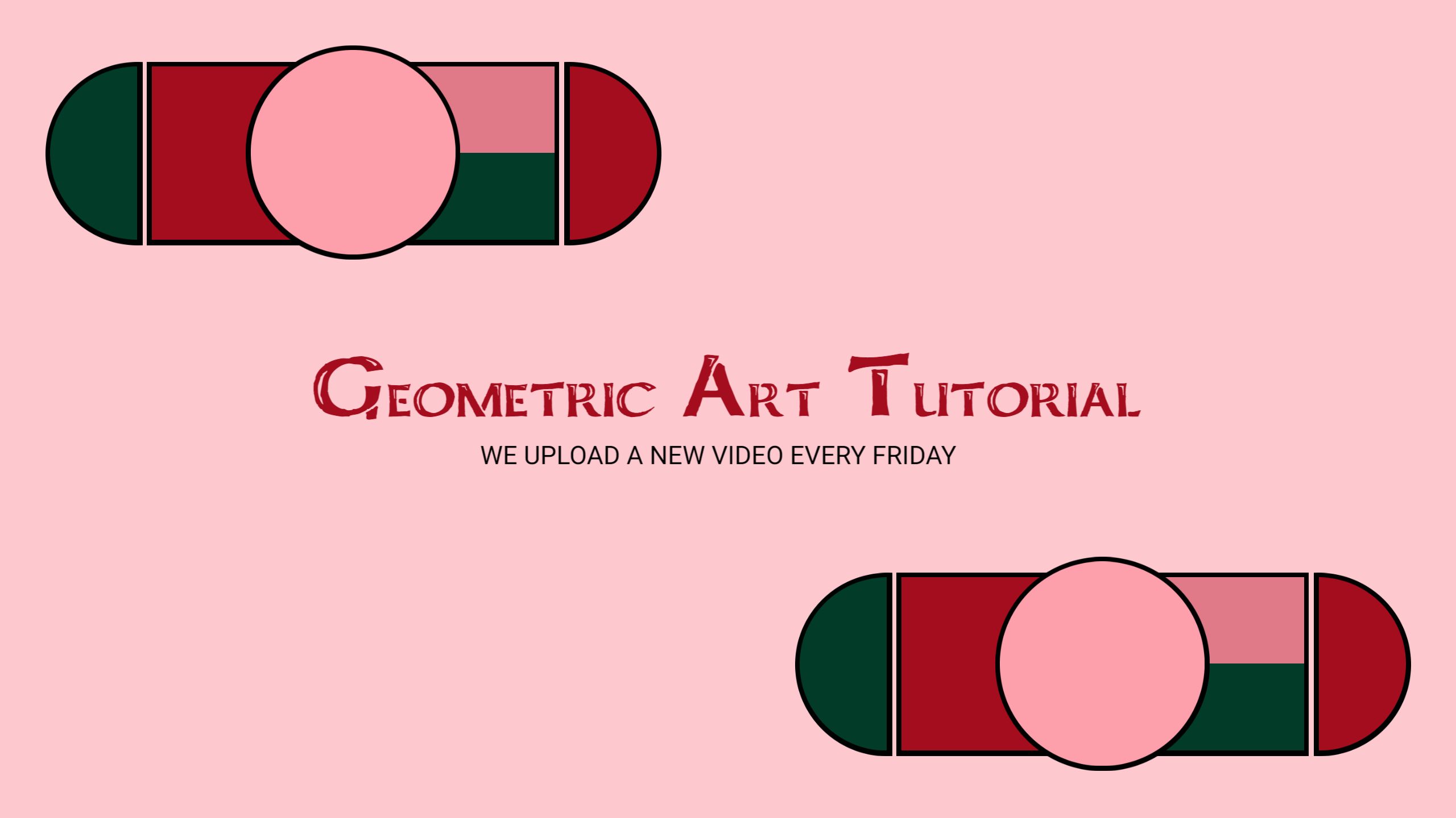 Playful Geometric Art on Pink Background YouTube Banner Template