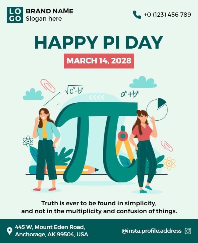 Playful Geometry Themed Happy Pi Day Celebration Poster Template