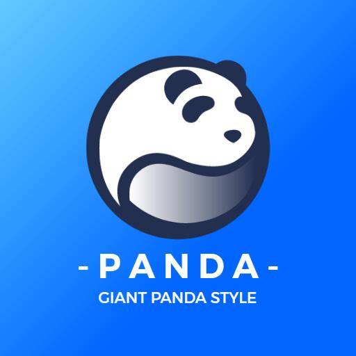 Playful Giant Panda Design on Bright Blue Background Logo Template