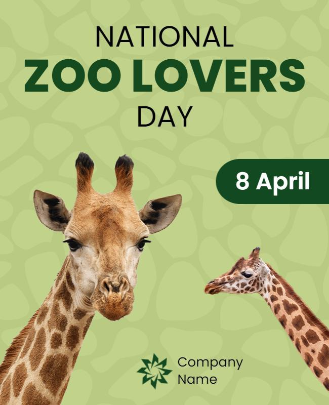Playful Giraffe Theme for National Zoo Lovers Day Poster Template