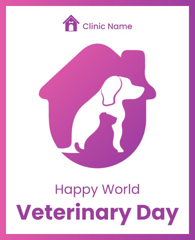 Playful Gradient Pet Care Veterinary Day Poster Template