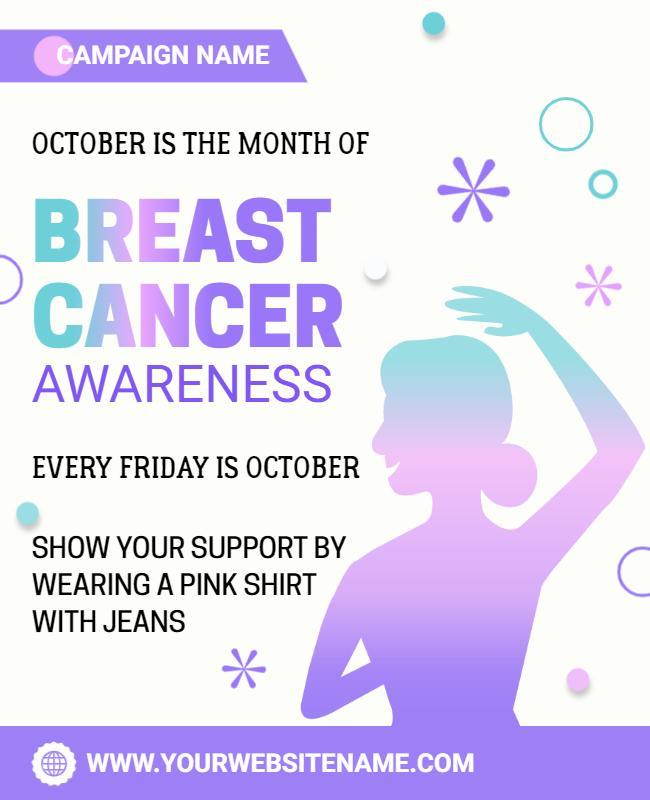 Playful Gradient Pink Breast Cancer Awareness Poster Template