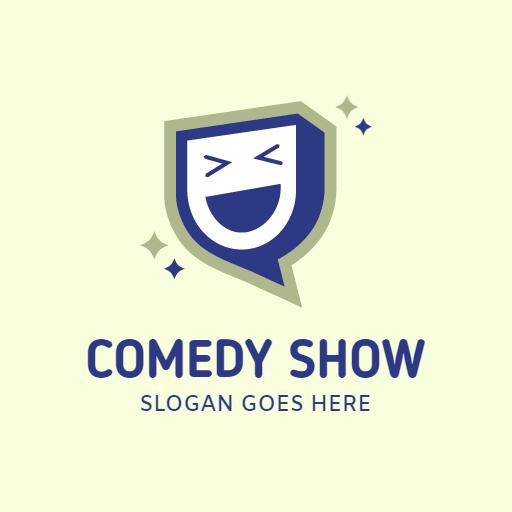 Playful Green and Blue Smiley Design for Comedy Show Logo Template