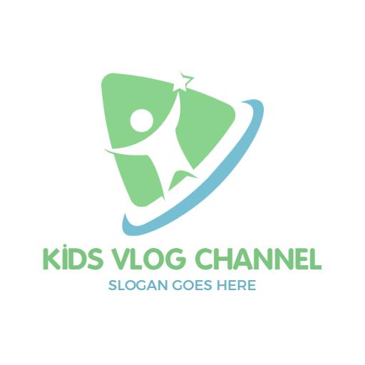 Playful Green and Blue Vlogger Design for Kids Logo Template