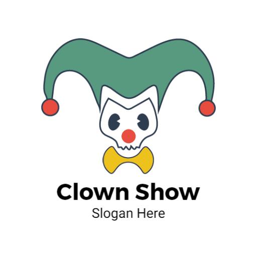Playful Green and White Clown Show Featuring Fun Elements Logo Template