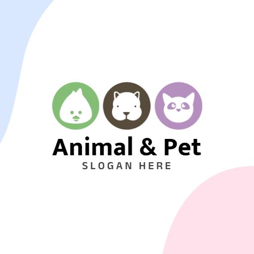 Playful Green Animal Icons Celebrating Pet Care Logo Template