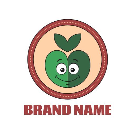 Playful Green Apple Character with Retro Style Logo Template