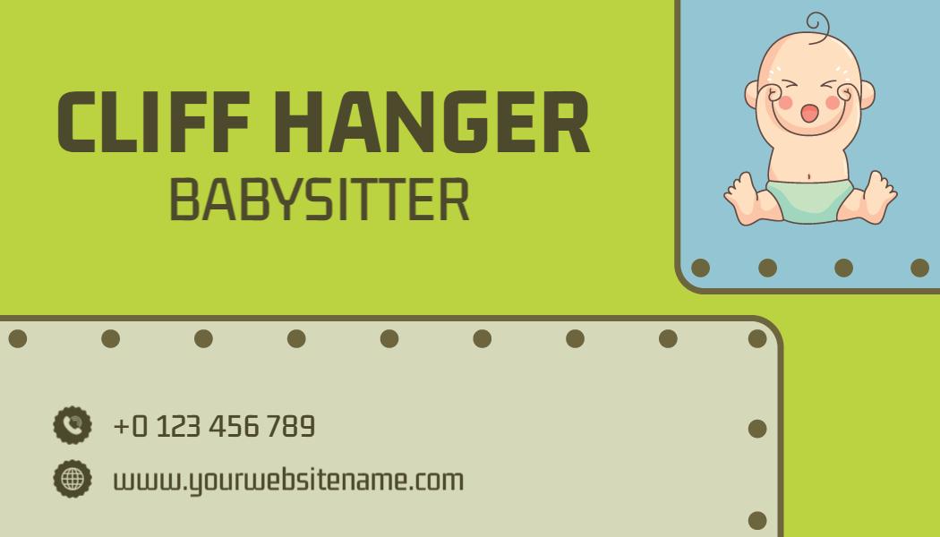 Playful Green Babysitting Service Business Card Template