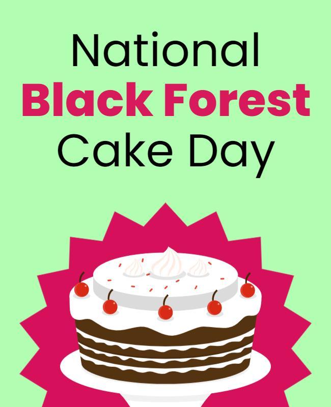 Playful Green Black Forest Cake Day Celebration Poster Template