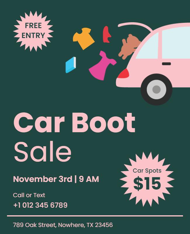 Playful Green Car Boot Sale Event Poster Template
