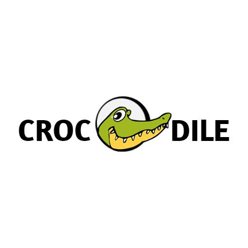 Playful Green Crocodile Character with Fun Typography Logo Template