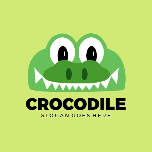 Playful Green Crocodile Design Capturing Fun Spirit Logo Template
