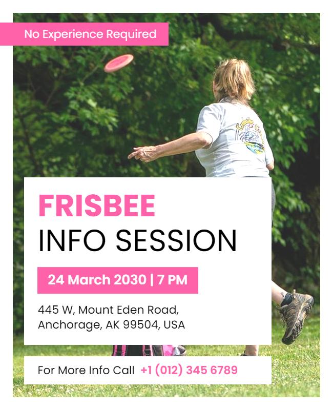 Playful Green Frisbee Information Session Poster Template