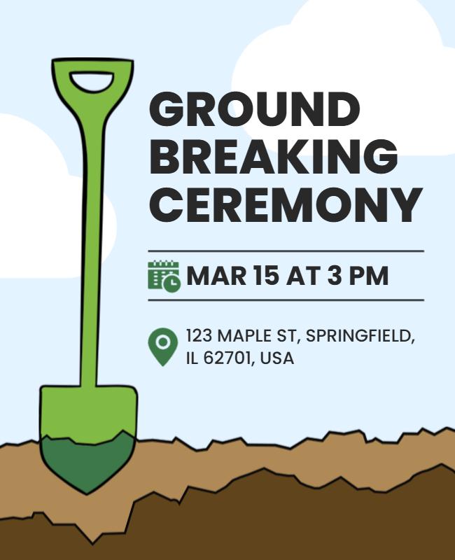Playful Green Ground Breaking Ceremony Event Poster Template