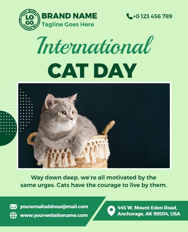 Playful Green International Cat Day Celebration Poster Template