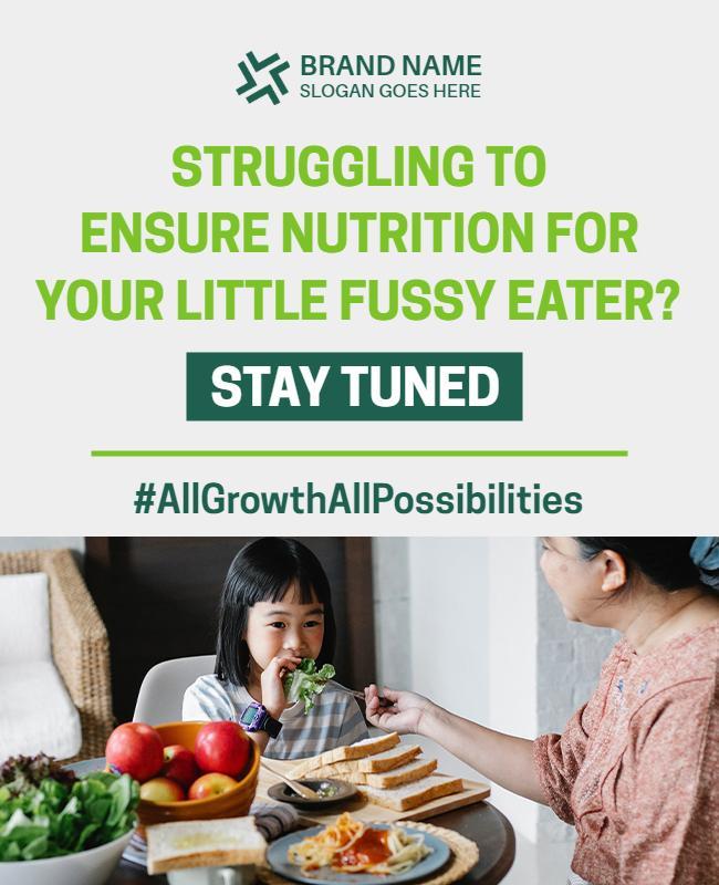 Playful Green Nutrition Tips for Picky Eaters Poster Template