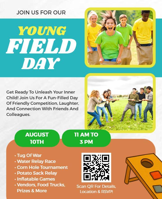 Playful Green Outdoor Young Field Day Event Flyer Template