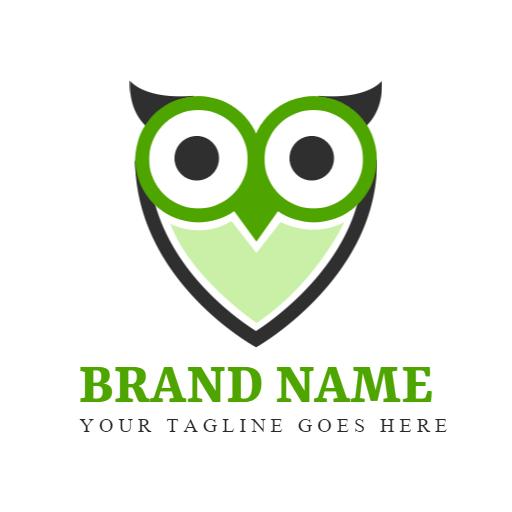 Playful Green Owl Design Enhancing Wisdom and Knowledge Logo Template