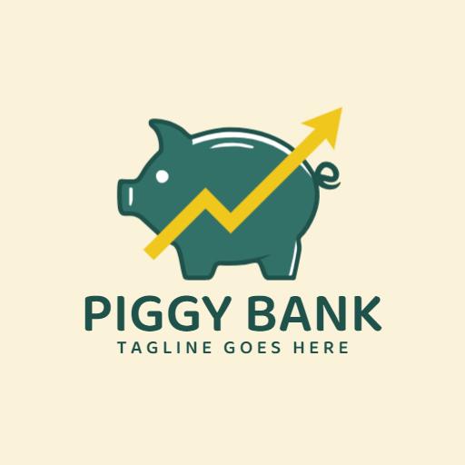 Playful Green Piggy Bank Representing Savings and Growth Logo Template