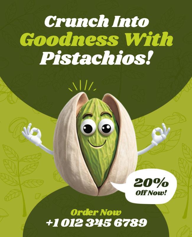 Playful Green Pistachio Crunch Promotion Poster Template