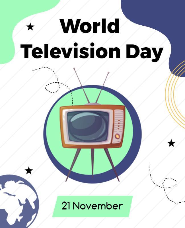 Playful Green Retro World Television Day Poster Template