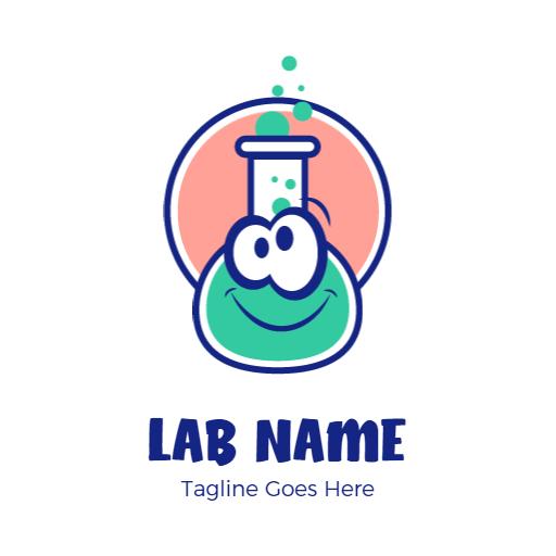 Playful Green Science Lab Character with Smiling Flask Logo Template
