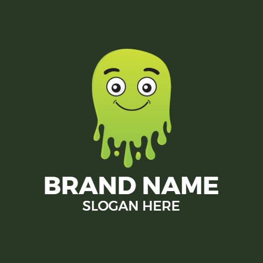 Playful Green Slime Character Bringing Joyful Fun Logo Template