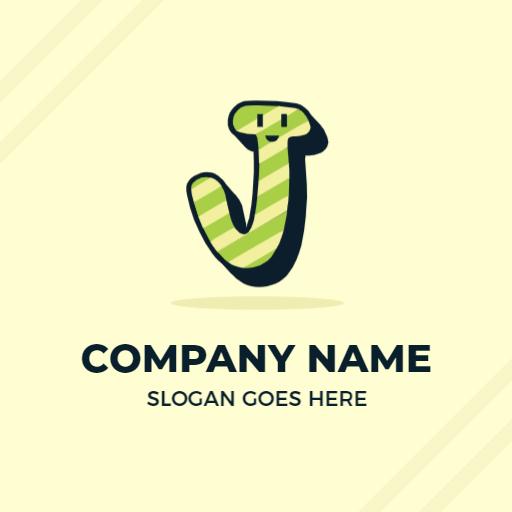 Playful Green Striped J Letter Design for Branding Logo Template