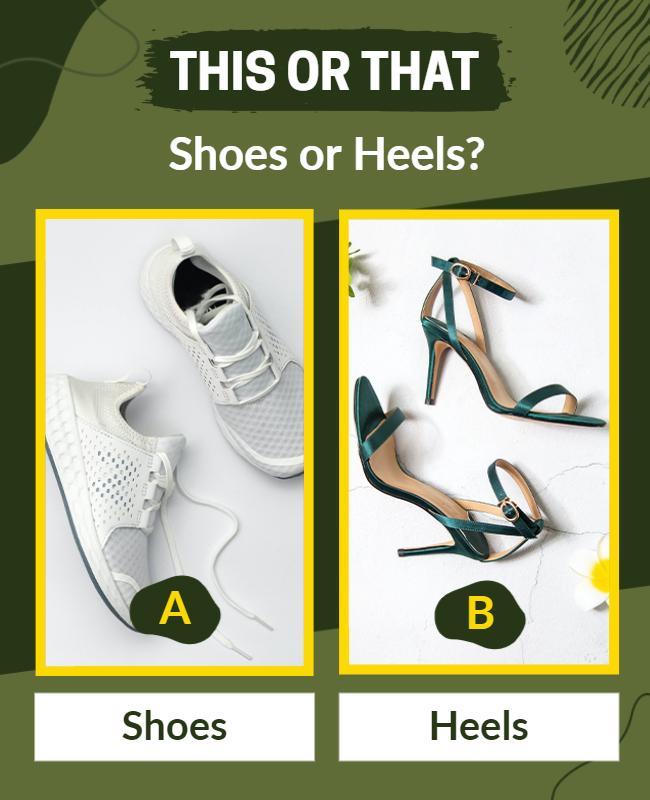 Playful Green This or That Shoes vs Heels Poster Template