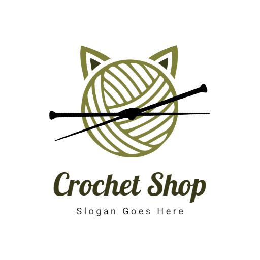 Playful Green Yarn with Crochet Elements for Crafting Logo Template