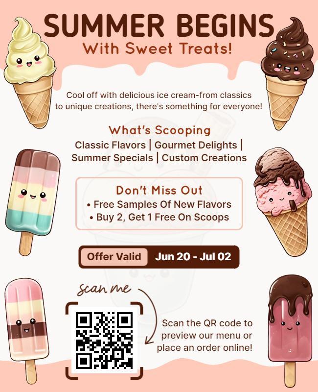 Playful Ice Cream Summer Treats Promotion Poster Template