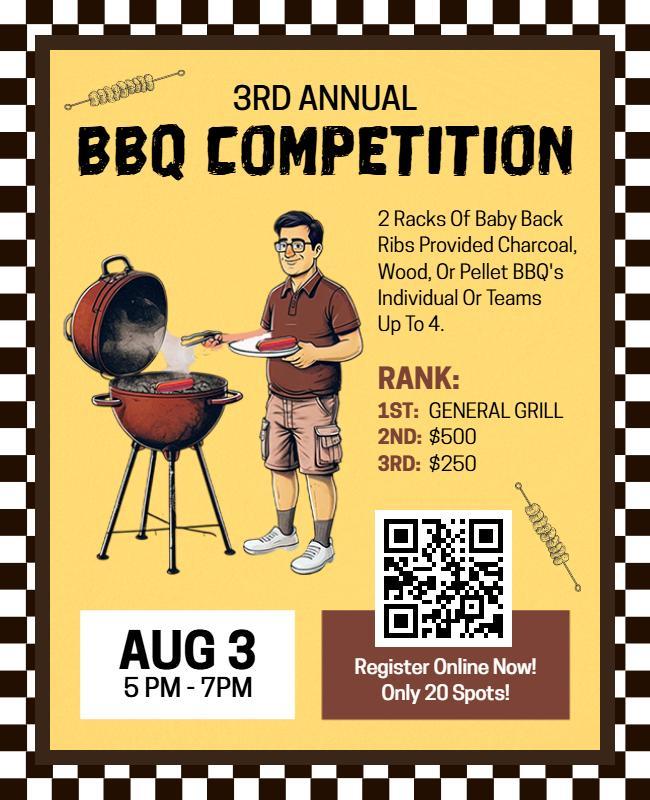 Playful Illustrated BBQ Competition Event Flyer Template